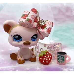 Littlest Pet Shop # 732 Peach Brown Pig Blue Flower Eyes Euro
